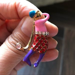 RARE Vintage Golfer Figural Enamel Pierced Earrings